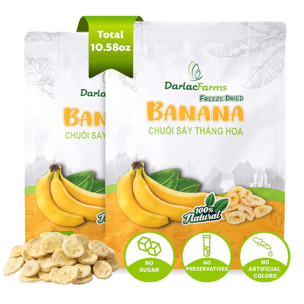 DARLAC FARMS Freeze Dried Banana Slices, Pack of 2 (5.29 Oz Each)