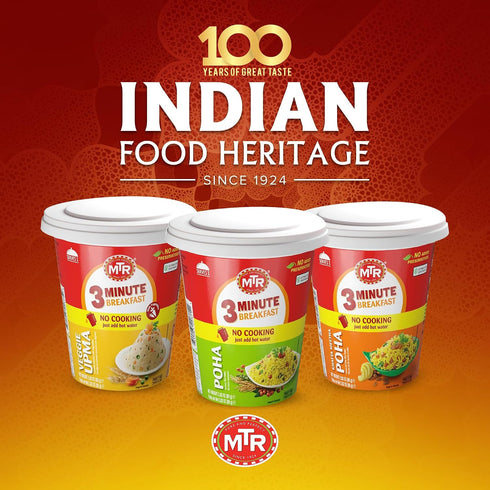 3minute 3 100% 80g, Pack 6) MTR Poha - Ready-to-Cook Mix - Authentic Indian Food in Just Minutes - Vegetarian - No
