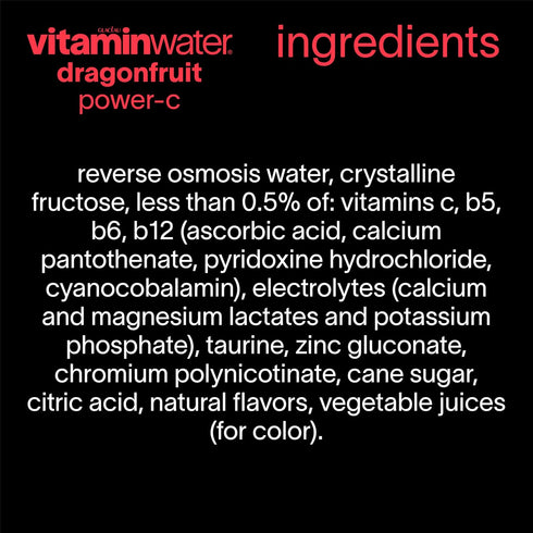 20 oz 12 Pack vitaminwater Power-C Dragonfruit Nutrient Enhanced Flavored Water Beverage, fl Bottles