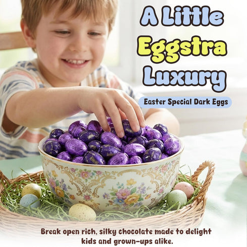 1 lb. Easter Dark Chocolate Eggs, Bulk Easter Candy Bag, Individually Wrapped Chocolate Eggs Perfect for Easter