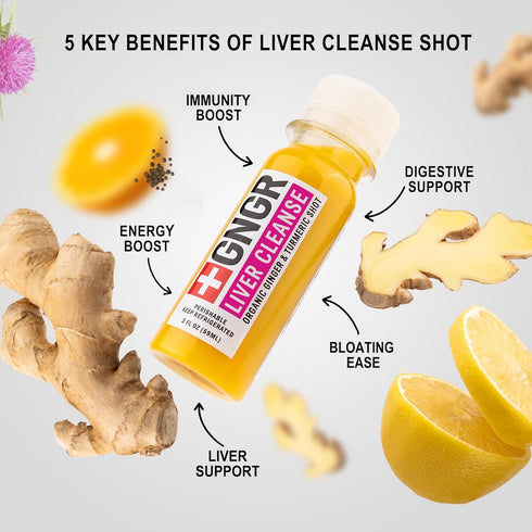 Immunity 2 oz (Pack 12) +GNGR Liver Cleanse Detox & Repair, Cold-Pressed Ginger Shot with Organic Milk Thistle