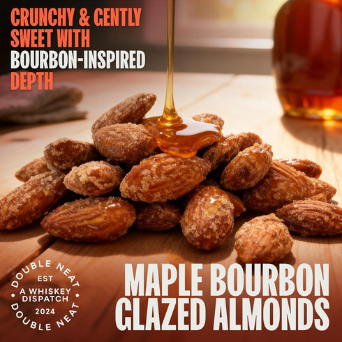 Double Neat 4 (Pack 3) Maple Bourbon Almonds Healthy Bourbon Snacks for Men Vegan & Gluten-Free Slow-Roasted Candied