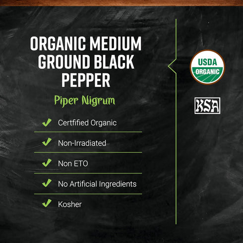 16 (Pack 1) Frontier Co-op Organic Ground Black Pepper, Medium Grind, Kosher | Ounce