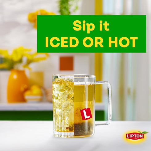20 Lipton Peach Green Tea Bags, Flavored, Unsweetened Teabags for Hot Tea or Peach Iced Tea with Caffeine