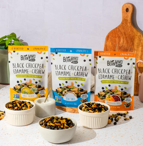 7g 5g 3-Pack (4.5 oz BeanVIVO Healthy Snacks for Adults & Kids with Protein & Fiber per Serving with Dried Edamame