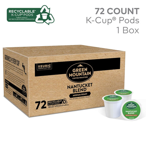 72 Count Green Mountain Coffee Roasters Nantucket Blend, Single-Serve Keurig K-Cup Pods, Medium Roast Coffee Pods