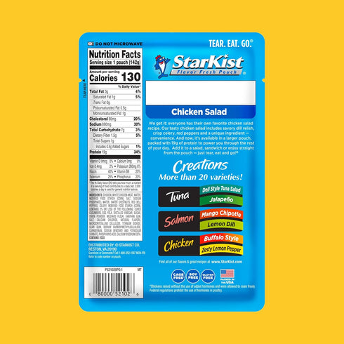 (5 oz 1 Pack) StarKist Chicken Creations Chicken Salad Pouch - Fully Cooked High Protein White Meat, Gluten Free, Soy