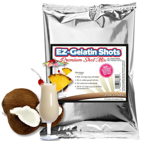Pina Colada Jello Shot Mix, 6.78 oz - Premium Gluten-Free, Easy to Make for Adult New Year Party Supplies