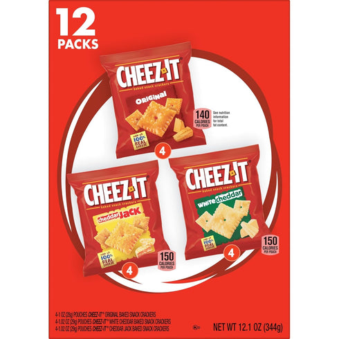 Pack, 12.1oz (12 Packs) Cheez-It Cheese Crackers, Baked Snack Crackers, Lunch Snacks, Variety Box