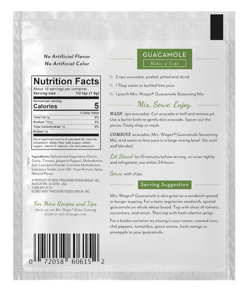 Mrs. Wages Guacamole Seasoning Mix, 0.8 Ounce (Pack of 12)
