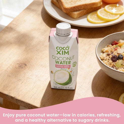 11 oz (Pack 12)|100% COCOXIM Ready to Drink Coconut Water with Lotus Seed Extract of Natural & Fresh with Electrolytes