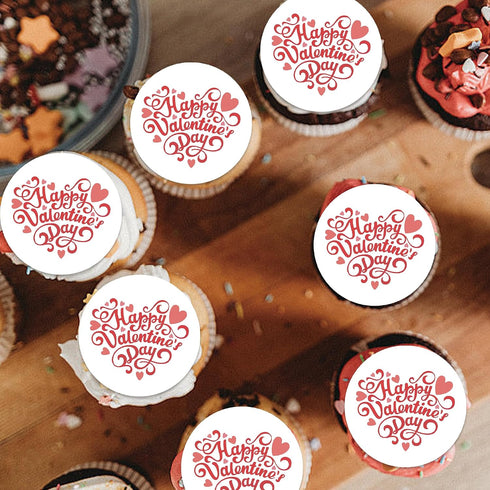 Foowztao 40Pcs Edible Valentines Day Cupcake Toppers Sweet Love Be Mine Valentines Cupcake Valentine Cake Topper