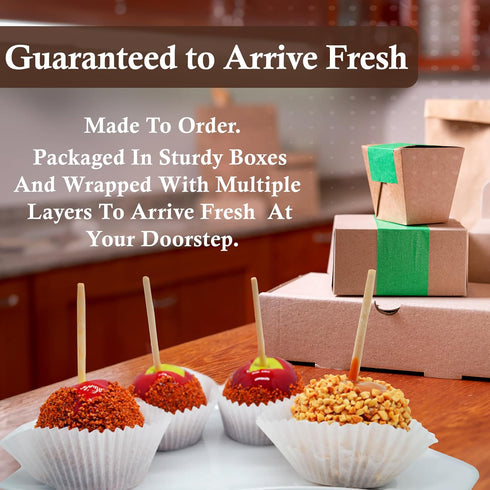 US Sweets 3 Pack Caramel Apple - White Chocolate Dipped Caramel Granny Smith Apples in Cinnamon Sugar, Sprinkles