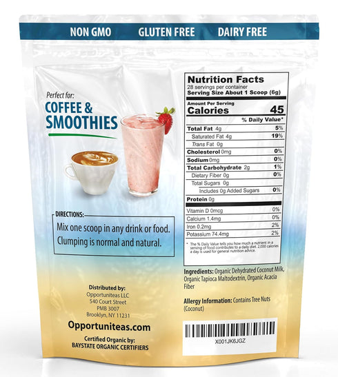 Organic Coconut Milk Powder Pure & Unsweetened | Clean, Minimal Ingredients, No Additives | Dairy-Free, Vegan