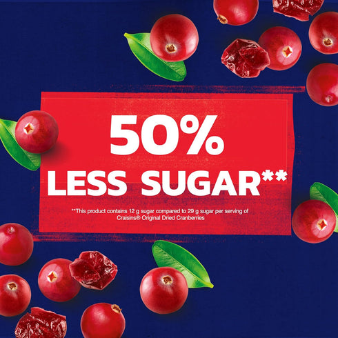 50% 20 Oz Ocean Spray Craisins, Less Sugar Dried Cranberries, Dried Fruit, Pouch