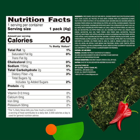0.14 (Pack 12) Bibigo Seaweed Crisps, Hot Chili, Ounce