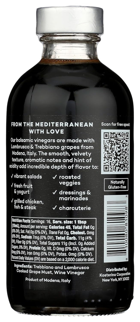 8oz Kosterina Original Balsamic Vinegar | Authentic Aged Balsamic from Modena, Italy | Perfect for Salads, Marinades