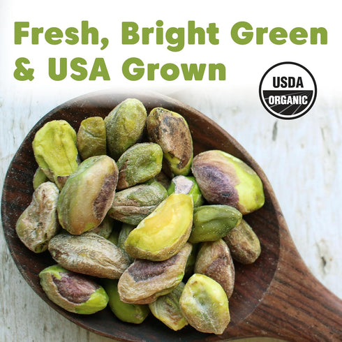 (6 170g) Wilderness Poets, Organic, Whole, Raw Pistachios - Grown in California, Fresh, Bright Green, Unsalted