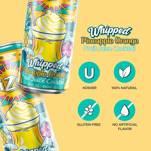 22 Oz (Pack 12) AriZona Whipped Pineapple Orange, Fruit Juice Drink - Big Can, Fl
