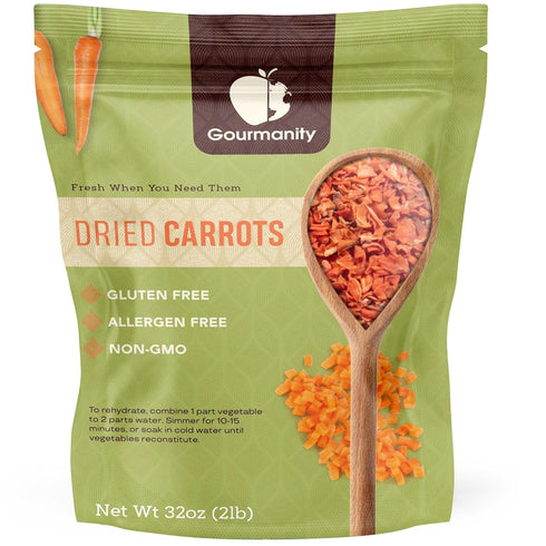 32oz Gourmanity Dried Carrots, Resealable Bag, Fresh-Tasting and Easy to Use, Adds Flavor, Color and Texture to Soups