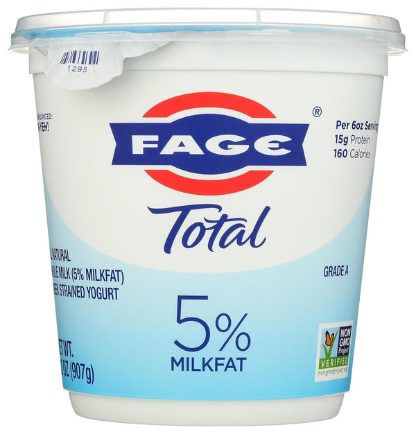 Fage Total Greek Yogurt, 5% Whole Milk, Plain, 32 oz