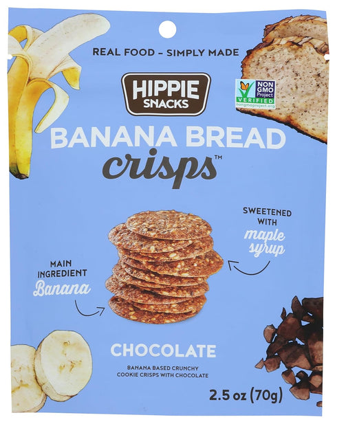 Hippie Snacks Banana Bread Crisps, Chocolate Flavor, Sweetened with Maple Syrup, Main