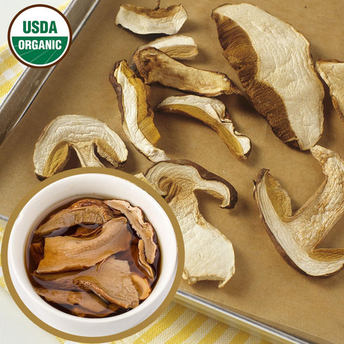 4oz VIGOROUS MOUNTAINS Dried Organic Porcini Mushrooms, Umami Dried Mushrooms for Cooking Soups, Pasta, Stir Fries