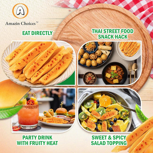 Pack 15 (1.76 oz x15) Spicy Dried Mango with Chili By Amazin Choices Vegan Sweet & Hot Fruit Snacks, Non-GMO Dry Chamoy