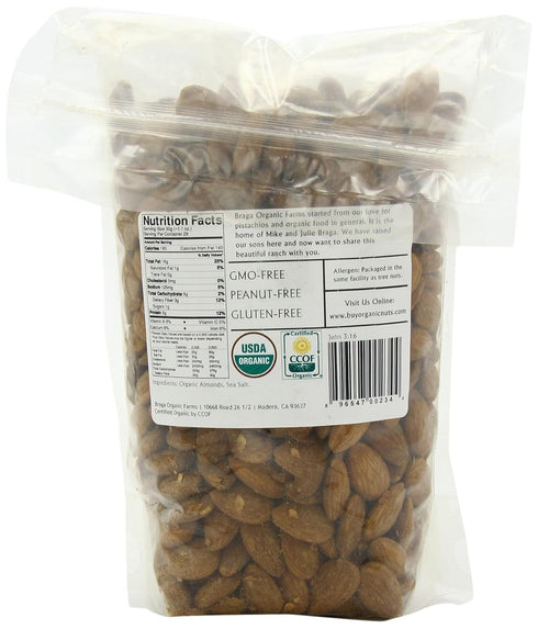 Braga Organic Farms 2 lb. Organic Roasted and Salted Almonds bag