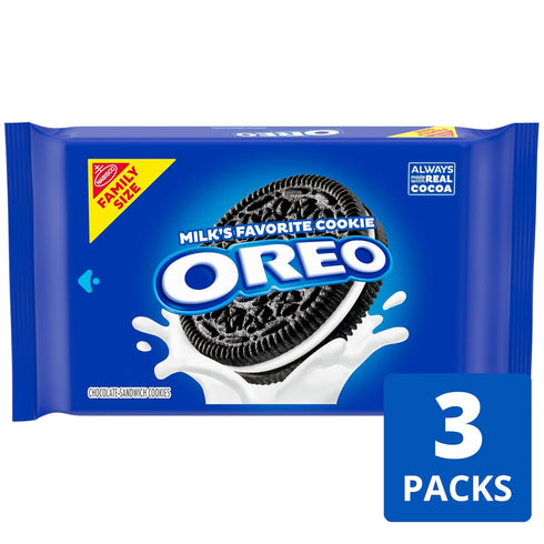 3 Packs OREO Chocolate Sandwich Cookies, Family Size