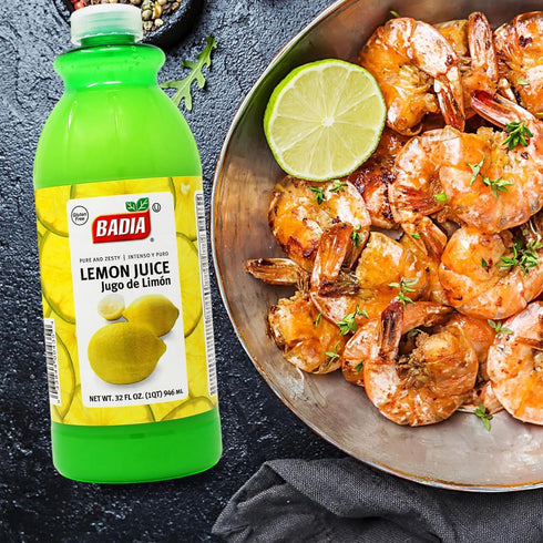 32 oz (Pack 2) Badia Lemon Juice, fl Natural Citrus Flavor for Cooking, Baking, and Refreshing Beverages