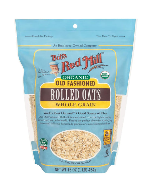 16oz (Pack 4) Bob's Red Mill Organic Old Fashioned Rolled Oats, of - Non GMO, Whole Grain, Vegan, Kosher