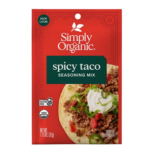 Simply Organic Spicy Taco Seasoning Mix, Gluten Free, Certified Organic, Kosher, Vegan,
