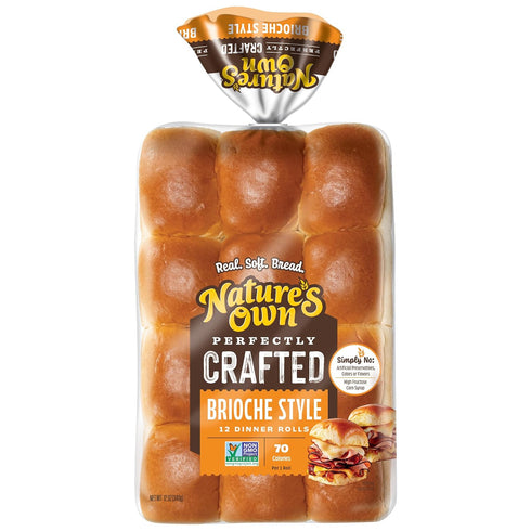 Nature's Own Perfectly Crafted Brioche Style Butter Rolls, Non-GMO Dinner Rolls, 12