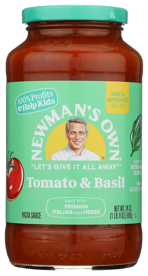 Newman's Own, Tomato & Basil Pasta Sauce, 24 oz, 1.5 Pound (Pack