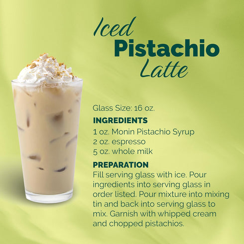 33.8 oz) Monin - Pistachio Syrup | Rich & Buttery Sweetness, Premium Syrup for Coffee, Cold Brews & More | Clean Label