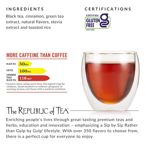 50 The Republic of Tea HiCAF Cinnamon Toast Black Tea, Tea Bags, High in Caffeine