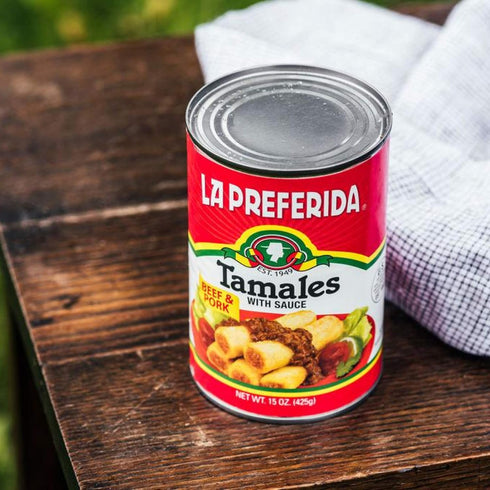 15 oz. (Pack 12) La Preferida Beef & Pork Canned Tamales with Sauce