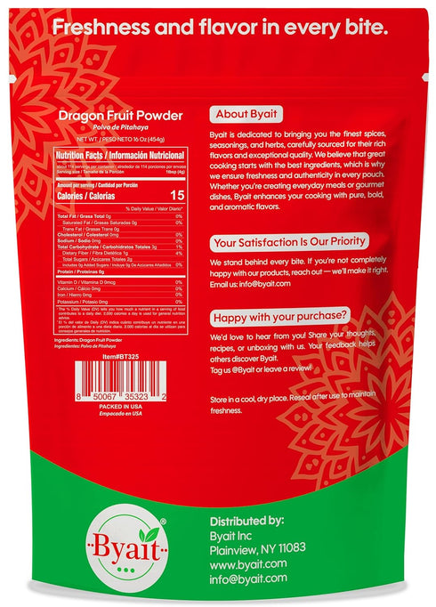 16 Oz, Byait Freeze Dried Dragon Fruit Powder Fine Pitaya Powder for Food Coloring, Baking, Smoothies, Drinks, Ice