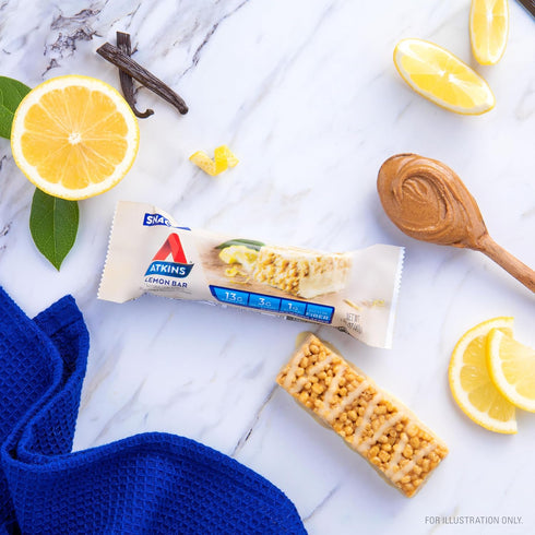 16 Count Atkins Lemon Flavored Snack Bar, High Protein Bar, Low Sugar and Low Carb, Keto Friendly Snack, Gluten Free