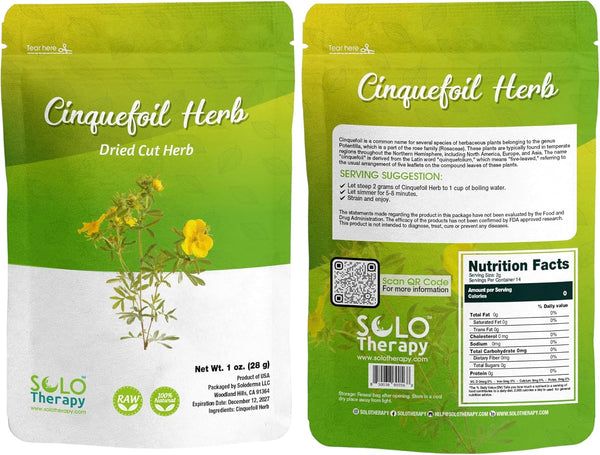 Solo Therapy Cinquefoil Herb 1 oz, Five Finger Grass, Cinquefoil Dried Cut