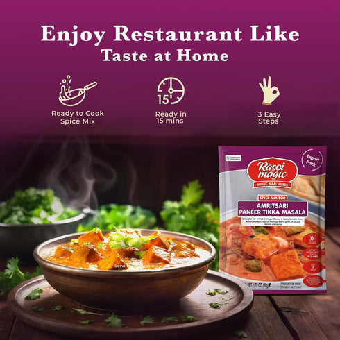 (Pack 3) 15 50g Packet Rasoi Magic Spice Mix for Amritsari Paneer Tikka of | Ready to cook | No Added Preservatives, No