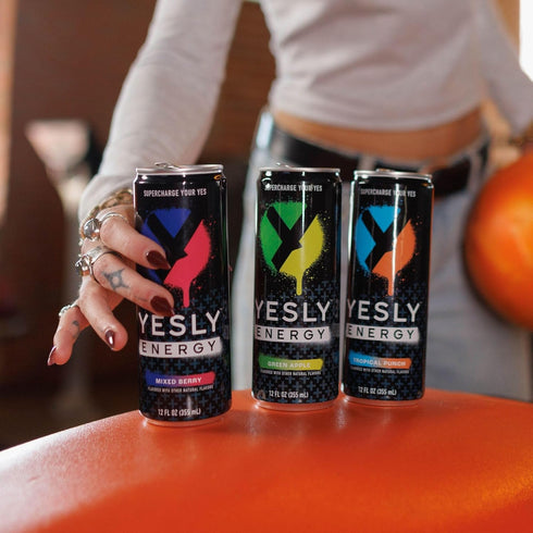 B6 B12, 12 Oz 12 Pack Yesly Energy Drink, Mixed Berry, Naturally Flavored Sparkling Energy Drink With Electrolytes