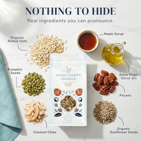 Sweet Diane's 2-Pack (12 oz Sweet Dianes Organic Granola Original Recipe | Each) | Low Sugar, High Fiber, Gluten-Free