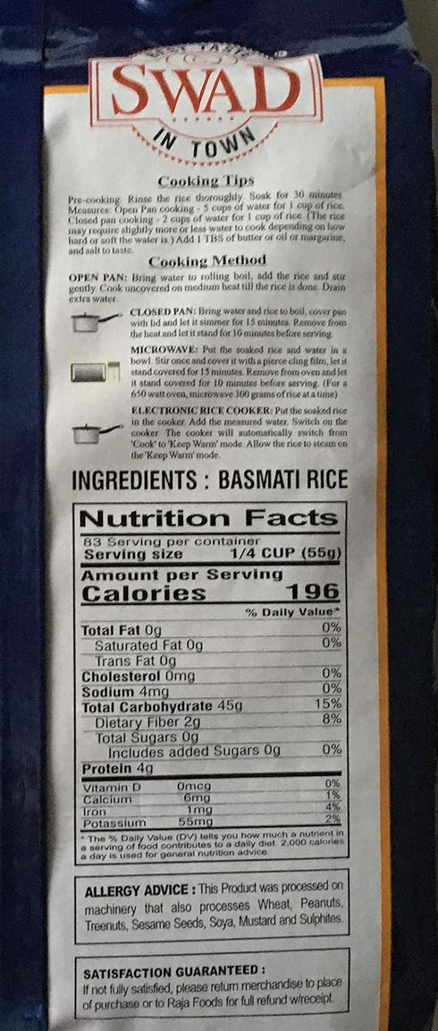 1121 10 Swad XXL Sella Basmati Rice Parboiled Extra Long - Pound