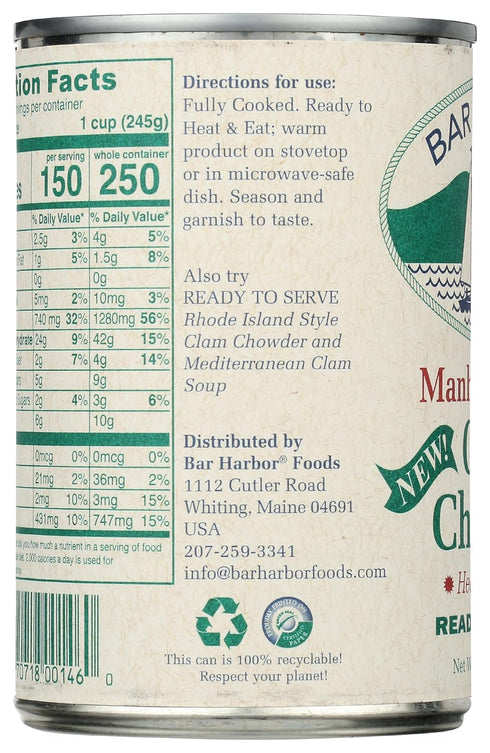 Bar Harbor 14.5 OZ Manhattan Style Clam Chowder