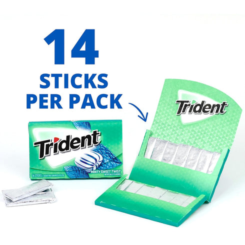 12 Packs 14 (168 Trident Minty Sweet Twist Sugar-Free Chewing Gum, of Pieces Total Pieces)