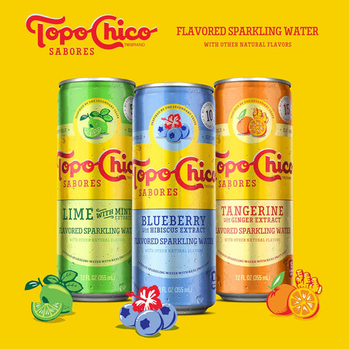 12oz (Pack 2) Topo Chico Sabores Blueberry with Hibiscus Extract Can