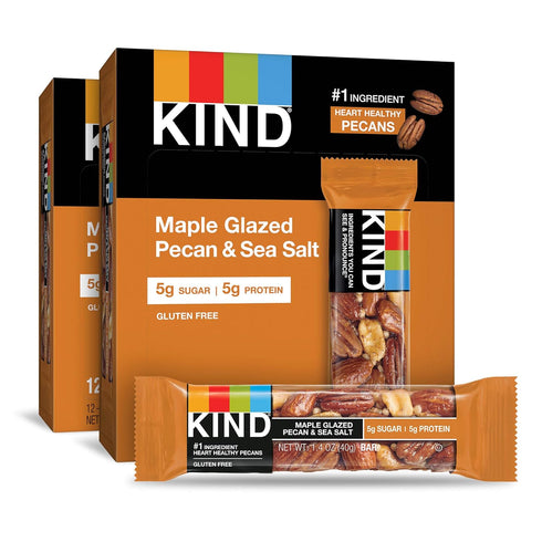 KIND Nut Bars, Maple Glazed Pecan and Sea Salt, 1.4 Ounce, 24