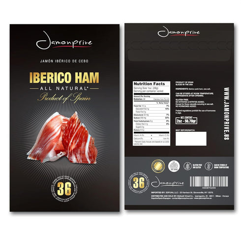 (4oz) (2 oz Pack 2 Spanish Iberico Ham Sliced Jamonprive - Spanish Jamon Iberico Grass-fed (Pata Negra) with NO